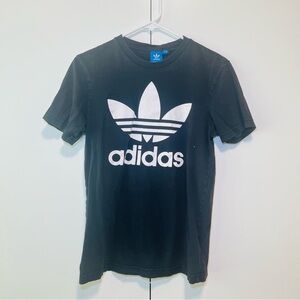 Adidas T-shirt Mens Small Black Spellout Logo Short Sleeve Casual
